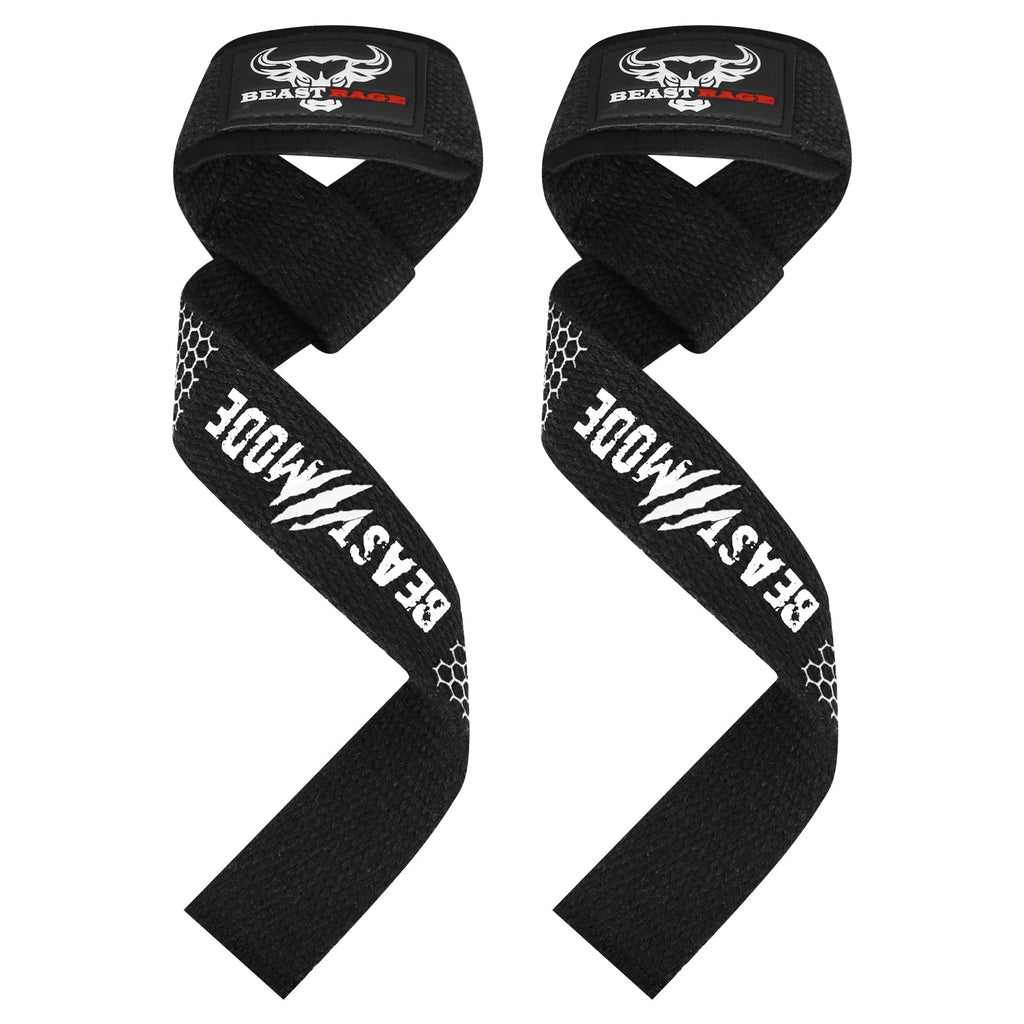 BEAST RAGE Lifting Wrist Straps for Weightlifting Weight Lifting Straps Gym Power Workouts Lifting Straps Padded Cotton Men Women Supportive Lift Deadlift Straps Hard Pull Exercise Straps (White silicone)