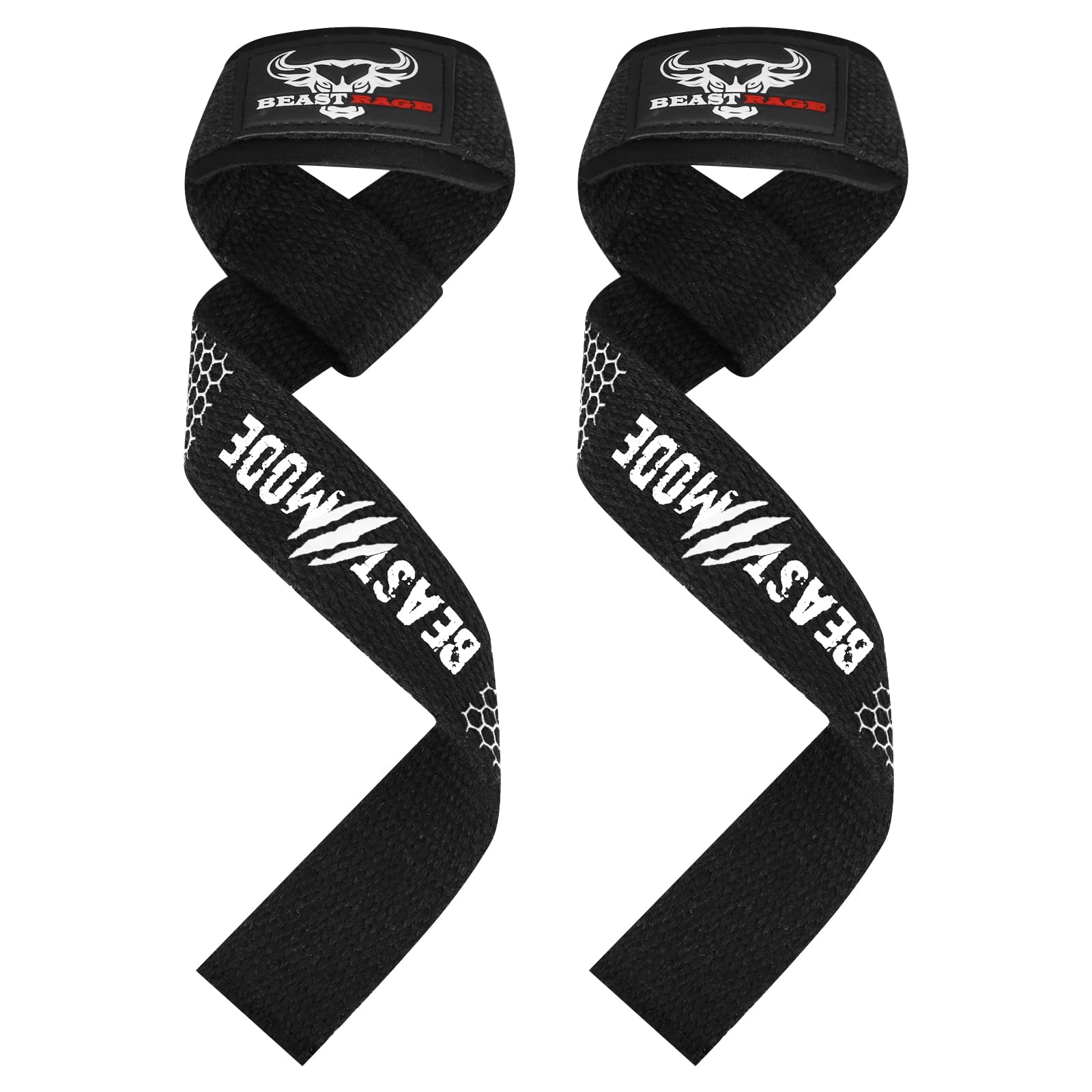BEAST RAGE Lifting Wrist Straps for Weightlifting Weight Lifting Straps Gym Power Workouts Lifting Straps Padded Cotton Men Women Supportive Lift Deadlift Straps Hard Pull Exercise Straps (White silicone)