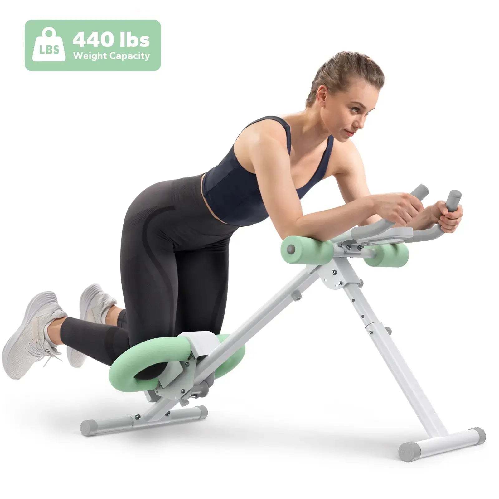 Merach Dual Track Ab Trainer with LCD Monitor, 440Lbs Weight Capacity, Foldable for Easy Storage, Ergonomic Supportive Design, Tones Waist Abs Arms Legs Hips, Ideal for Home Gym Beginners & Daily Fitness Enthusiasts Summervibes