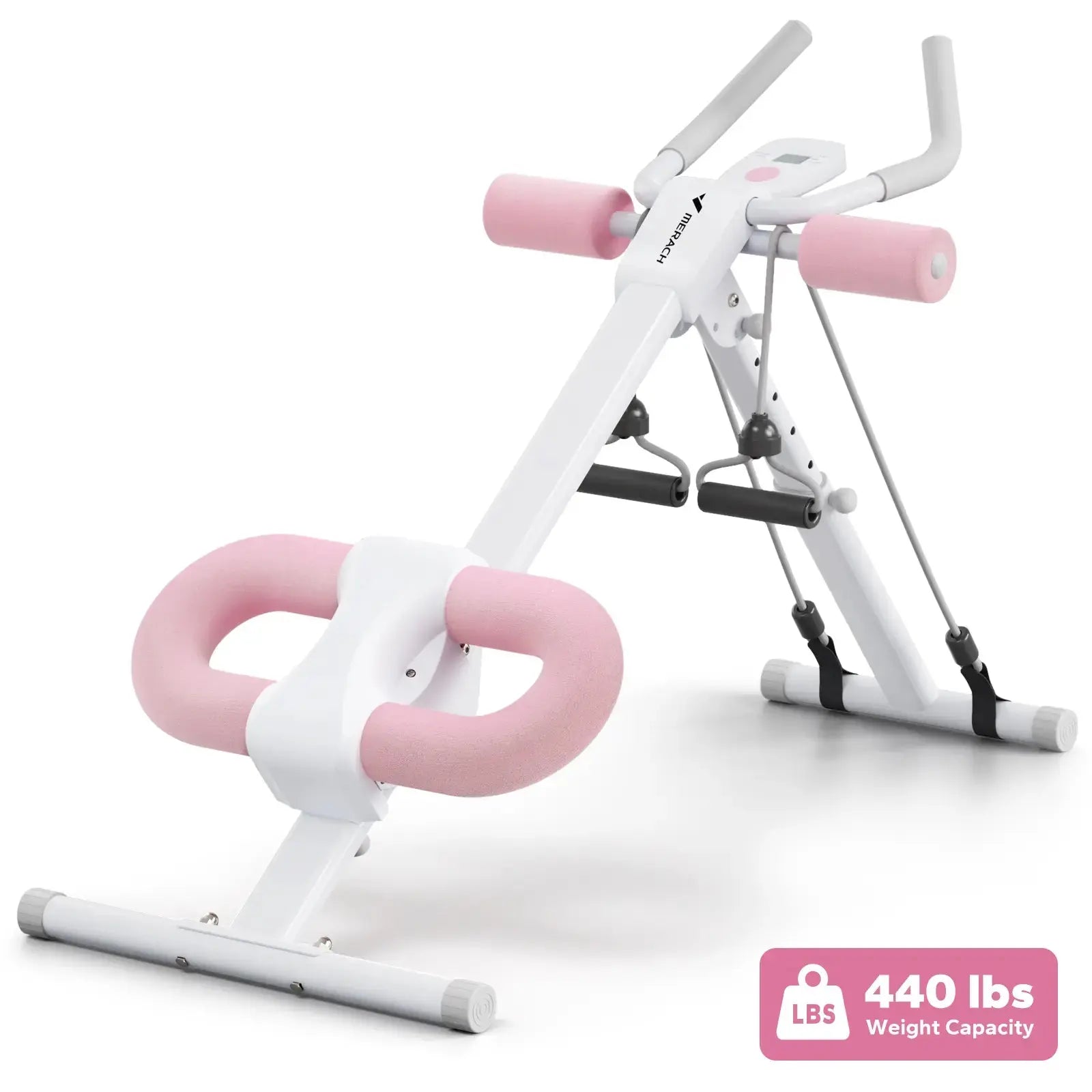 Merach Dual Track Ab Trainer with LCD Monitor, 440Lbs Weight Capacity, Foldable for Easy Storage, Ergonomic Supportive Design, Tones Waist Abs Arms Legs Hips, Ideal for Home Gym Beginners & Daily Fitness Enthusiasts Summervibes
