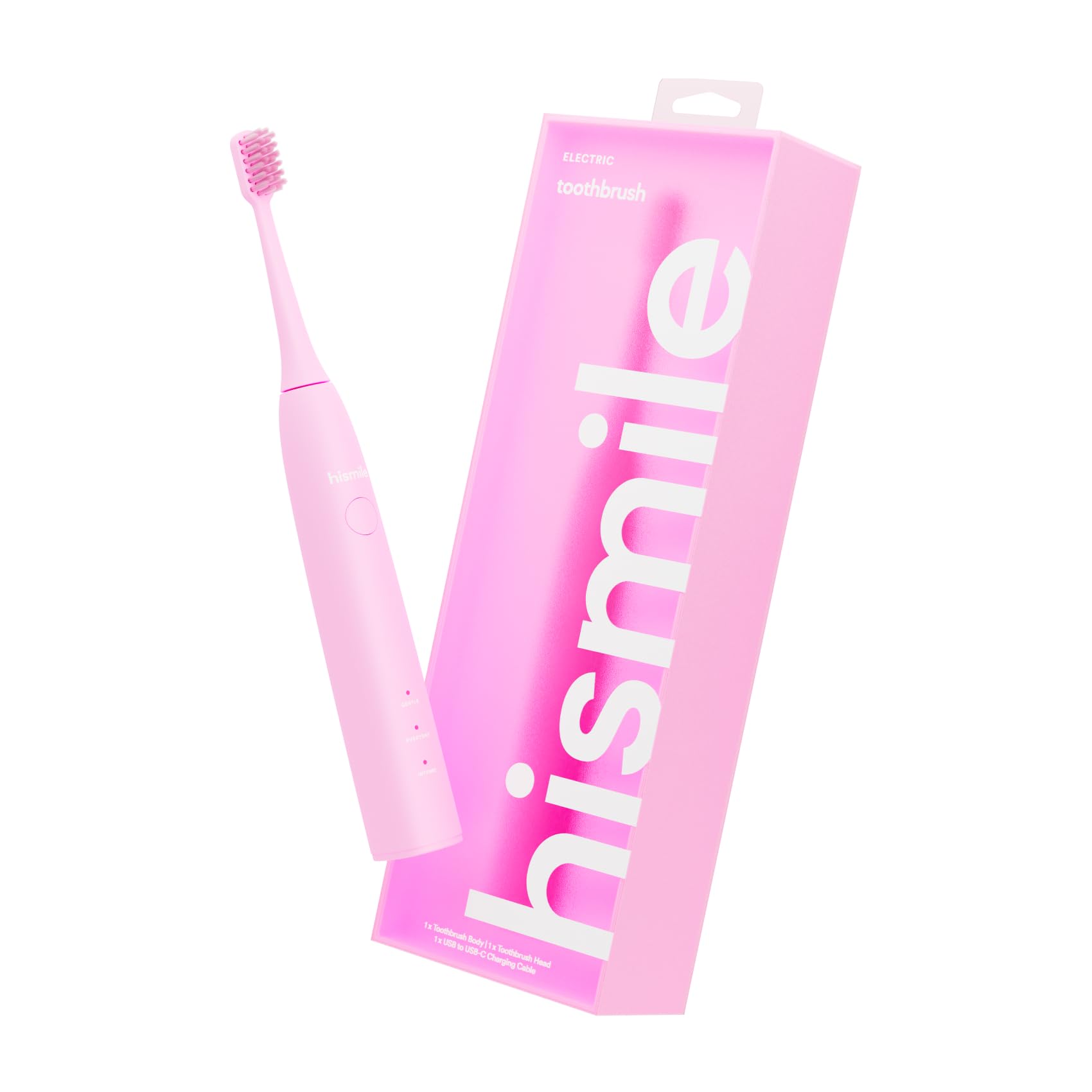 HISMILE Electric Toothbrush 3 Brushing Modes Smart Timer Rechargeable Soft-Tapered Bristles Mode Memory (Pink)