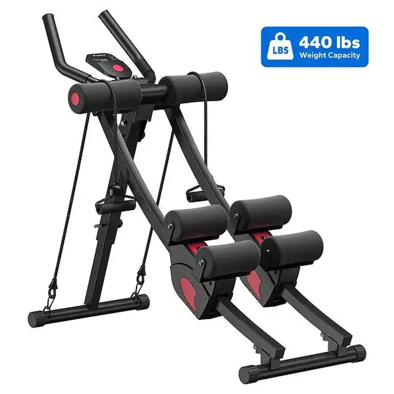 Merach Dual Track Ab Trainer with LCD Monitor, 440Lbs Weight Capacity, Foldable for Easy Storage, Ergonomic Supportive Design, Tones Waist Abs Arms Legs Hips, Ideal for Home Gym Beginners & Daily Fitness Enthusiasts Summervibes