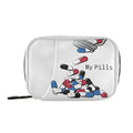 Naanle Pill Organizer Funny Medicine Pill Box 7 Day Pill Case Bag Travel Pill Organizer Bag with Zipper Portable Weekly Case Compact Size for Vitamin Supplement Holder