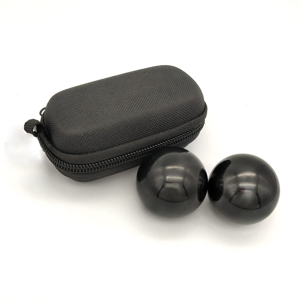 Z QINGZHENG Manual Massage Balls 1.57Inch Solid Steel Baoding Boiled Black Fitness Massage Handball for Health and Exercise 2pcs
