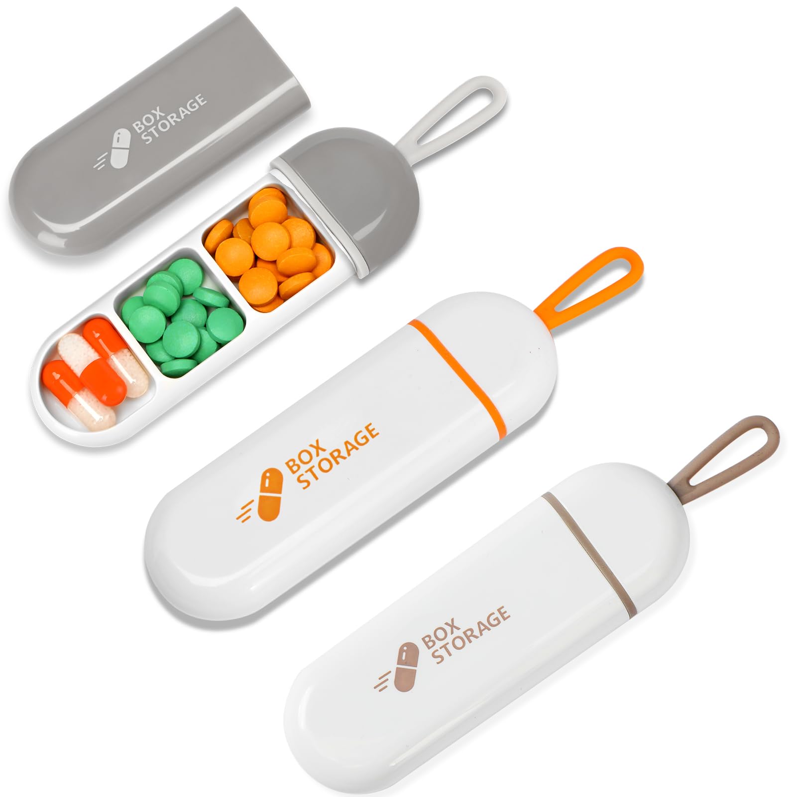 Toplive 3 Pack Travel Pill Organizer Portable Pill Container Mini Daily Pill Organizer Small Pill Case Travel Medicine Organizer Pocket Vitamin Supplement Fish Oil Box 3 Colors