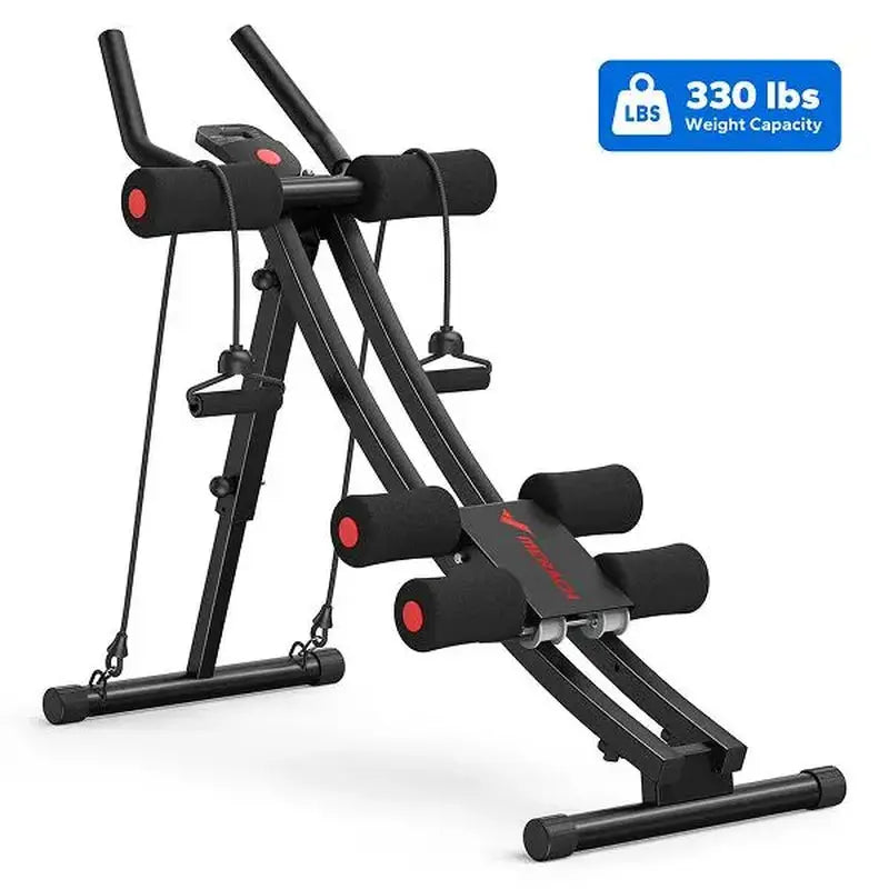 Merach Dual Track Ab Trainer with LCD Monitor, 440Lbs Weight Capacity, Foldable for Easy Storage, Ergonomic Supportive Design, Tones Waist Abs Arms Legs Hips, Ideal for Home Gym Beginners & Daily Fitness Enthusiasts Summervibes