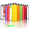 STARSIDE 16 oz Glass Water Bottles12 Pack Clear Glass Bottles with Stainless Steel Caps for JuicingKombuchaPortable Juice Bottles