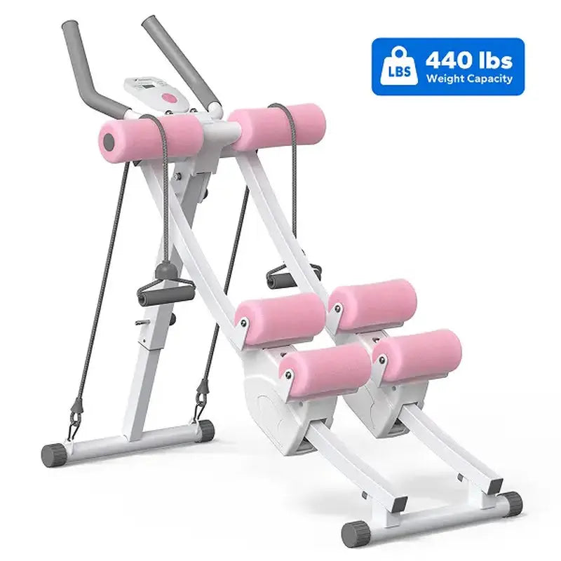 Merach Dual Track Ab Trainer with LCD Monitor, 440Lbs Weight Capacity, Foldable for Easy Storage, Ergonomic Supportive Design, Tones Waist Abs Arms Legs Hips, Ideal for Home Gym Beginners & Daily Fitness Enthusiasts Summervibes