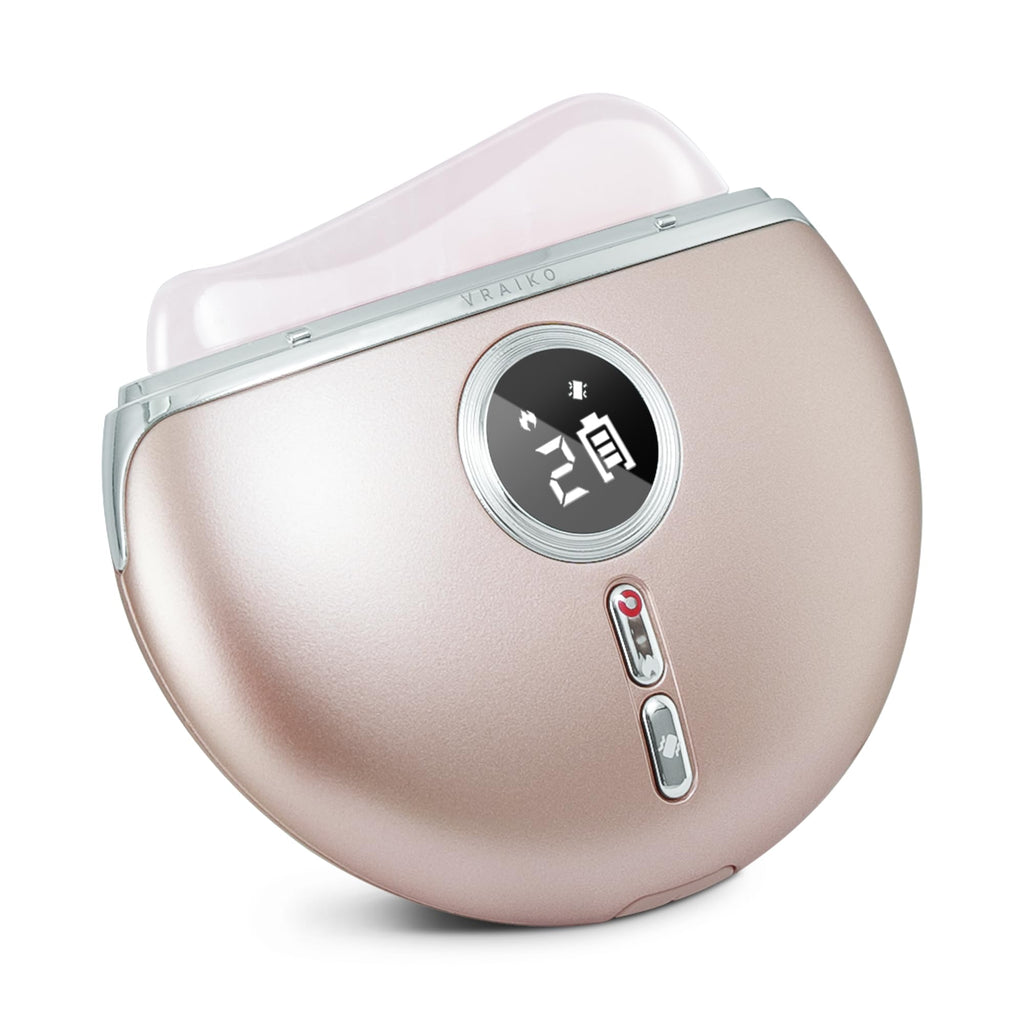 VRAIKO Alpenglow Electric Gua Sha Device Rose Quartz Gua Sha Facial Tools with Heat and Vibration Gua Sha Face Massager for Lymphatic Drainage Lift Puffiness Rejuvenation and Natural Glow