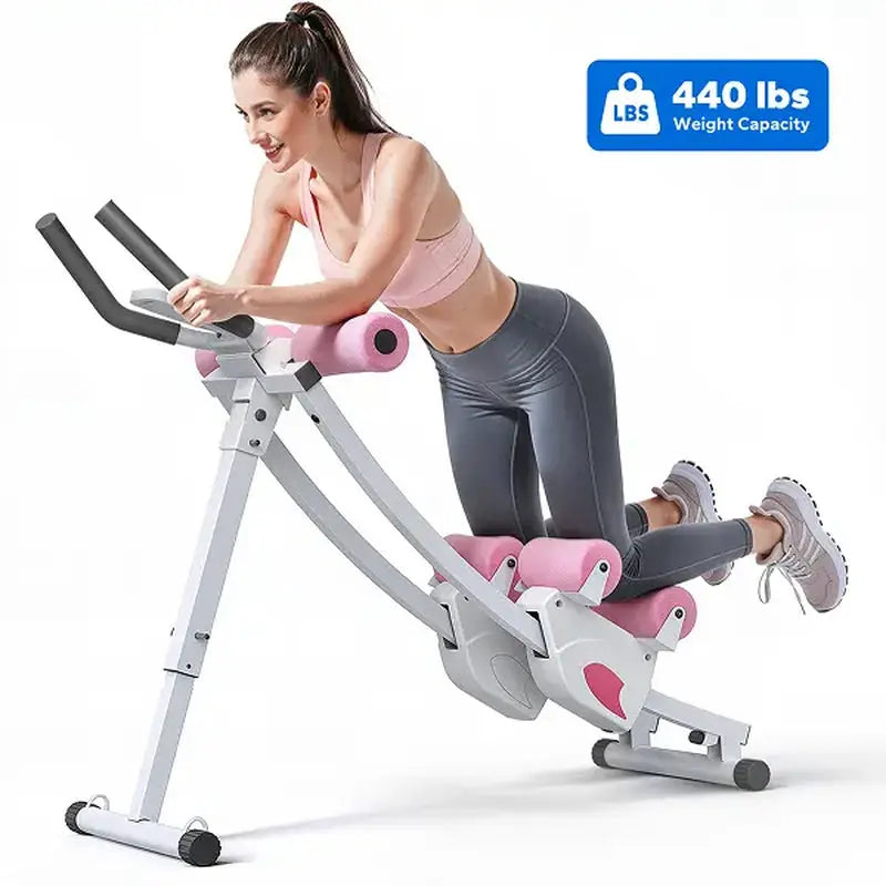 Merach Dual Track Ab Trainer with LCD Monitor, 440Lbs Weight Capacity, Foldable for Easy Storage, Ergonomic Supportive Design, Tones Waist Abs Arms Legs Hips, Ideal for Home Gym Beginners & Daily Fitness Enthusiasts Summervibes