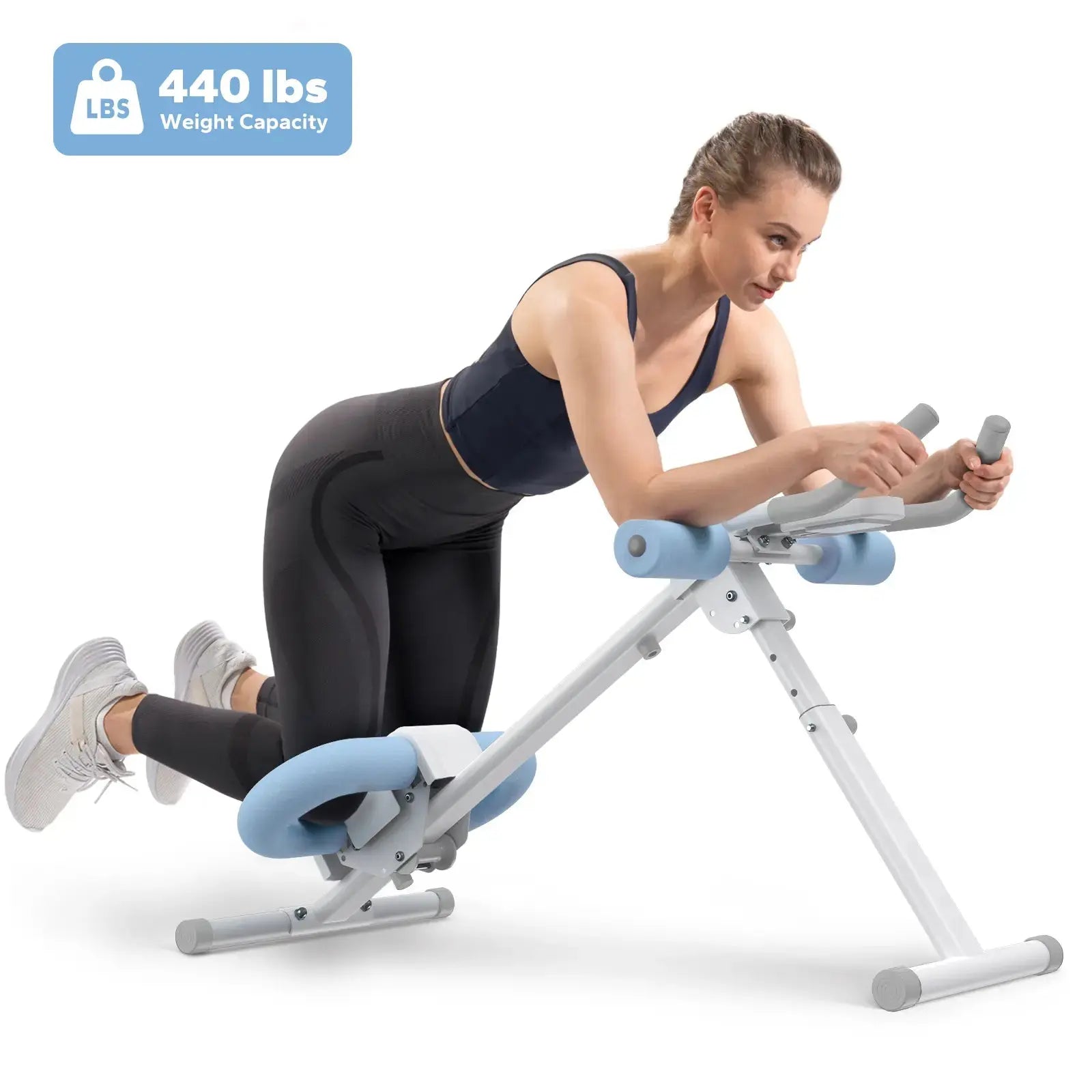Merach Dual Track Ab Trainer with LCD Monitor, 440Lbs Weight Capacity, Foldable for Easy Storage, Ergonomic Supportive Design, Tones Waist Abs Arms Legs Hips, Ideal for Home Gym Beginners & Daily Fitness Enthusiasts Summervibes