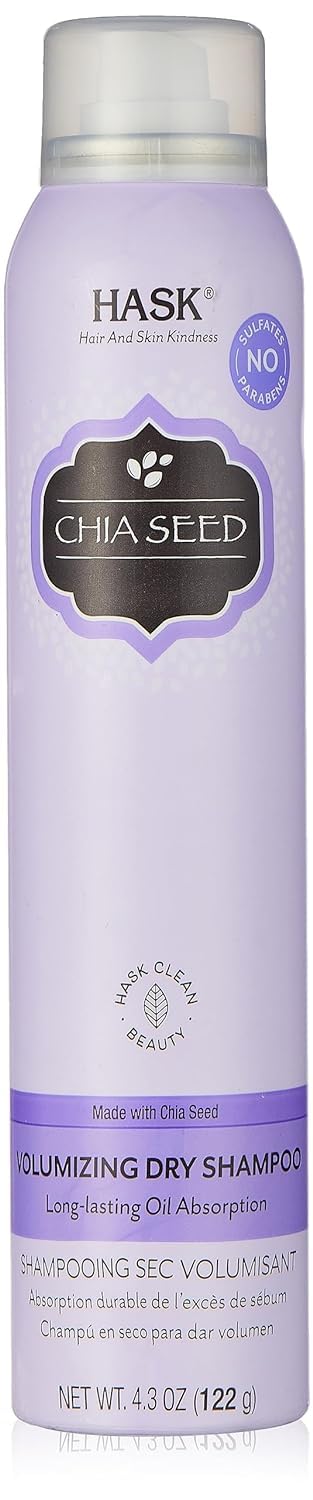 HASK Chia Seed Volumizing Dry Shampoo Kits for all hair types aluminum free no sulfates parabens phthalates gluten or artificial colors 4.3oz