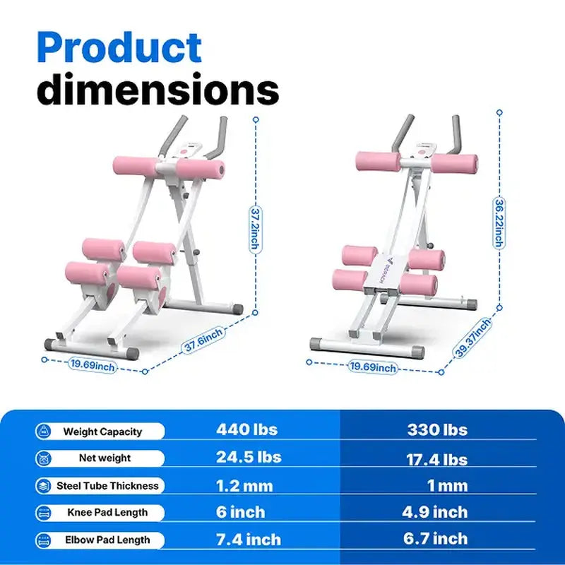 Merach Dual Track Ab Trainer with LCD Monitor, 440Lbs Weight Capacity, Foldable for Easy Storage, Ergonomic Supportive Design, Tones Waist Abs Arms Legs Hips, Ideal for Home Gym Beginners & Daily Fitness Enthusiasts Summervibes
