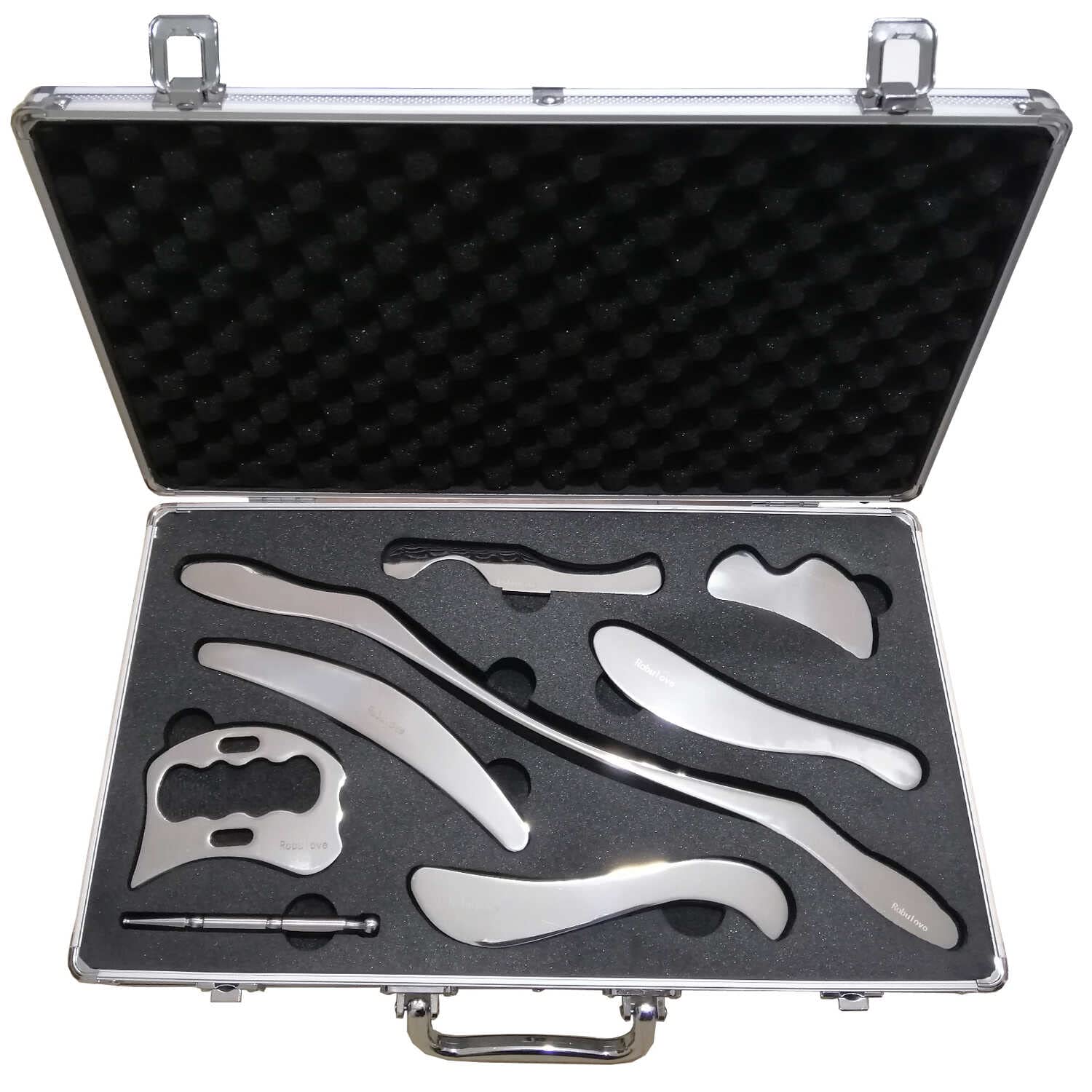 Robulove(8pcs Stainless Steel Gua Sha Scraping Massage Tool Set IASTM Tools Great Soft Tissue Mobilization Tool (Robulove2-set)
