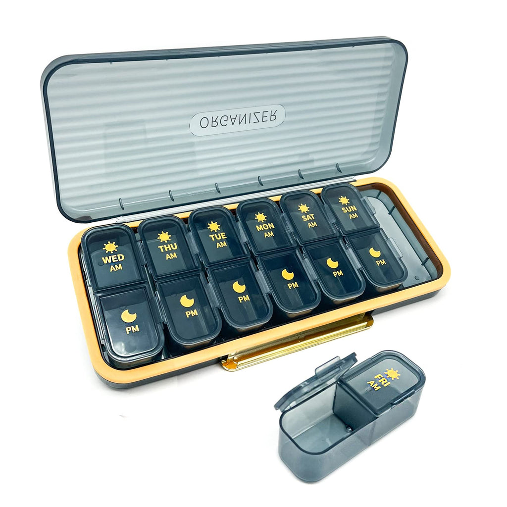 7-Day Pill case 2 Times a Day Pill Organizer 2 Times a DayAm Pm Daily Pill Case Travel Pill OrganizerLarge Capacity Pill Organizer for Medicine Vitamin Fish14 Cells 2 Times a Day Pill Organizer