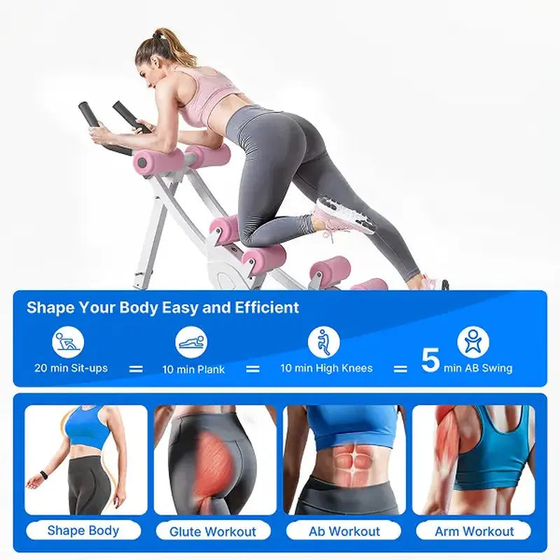Merach Dual Track Ab Trainer with LCD Monitor, 440Lbs Weight Capacity, Foldable for Easy Storage, Ergonomic Supportive Design, Tones Waist Abs Arms Legs Hips, Ideal for Home Gym Beginners & Daily Fitness Enthusiasts Summervibes
