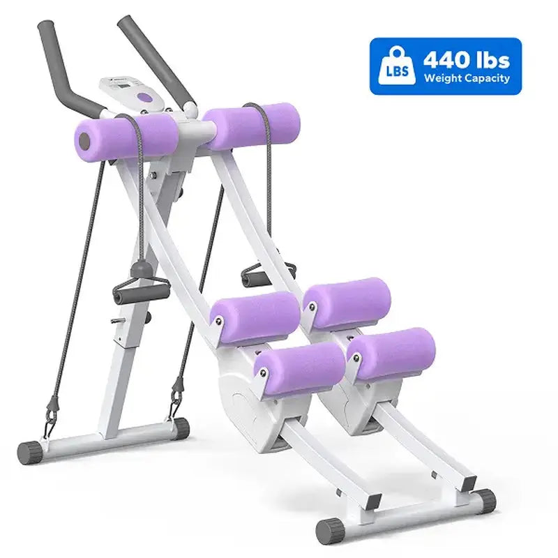 Merach Dual Track Ab Trainer with LCD Monitor, 440Lbs Weight Capacity, Foldable for Easy Storage, Ergonomic Supportive Design, Tones Waist Abs Arms Legs Hips, Ideal for Home Gym Beginners & Daily Fitness Enthusiasts Summervibes