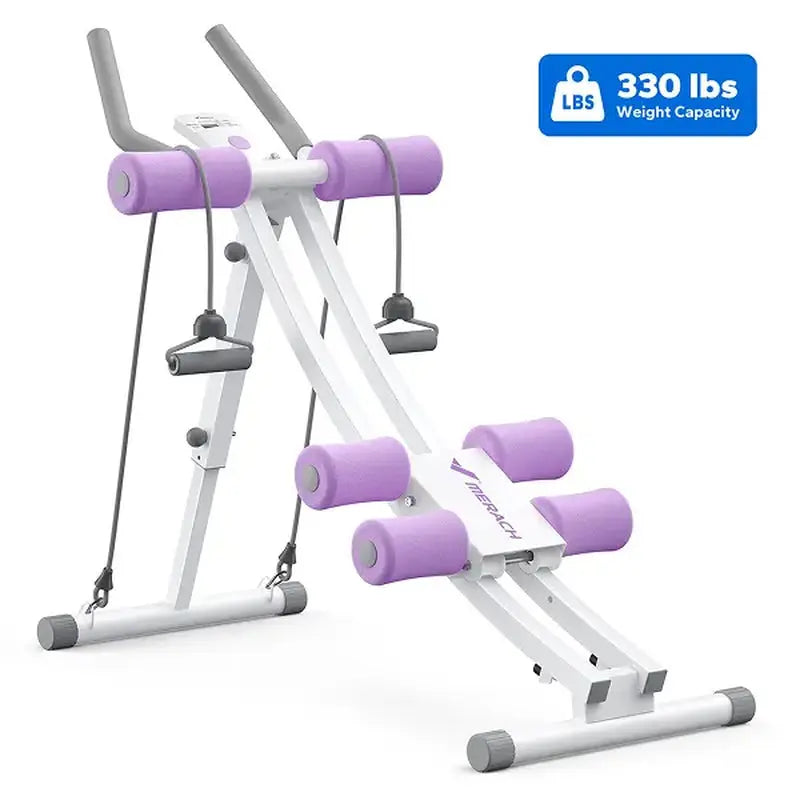 Merach Dual Track Ab Trainer with LCD Monitor, 440Lbs Weight Capacity, Foldable for Easy Storage, Ergonomic Supportive Design, Tones Waist Abs Arms Legs Hips, Ideal for Home Gym Beginners & Daily Fitness Enthusiasts Summervibes