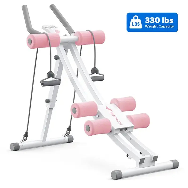 Merach Dual Track Ab Trainer with LCD Monitor, 440Lbs Weight Capacity, Foldable for Easy Storage, Ergonomic Supportive Design, Tones Waist Abs Arms Legs Hips, Ideal for Home Gym Beginners & Daily Fitness Enthusiasts Summervibes